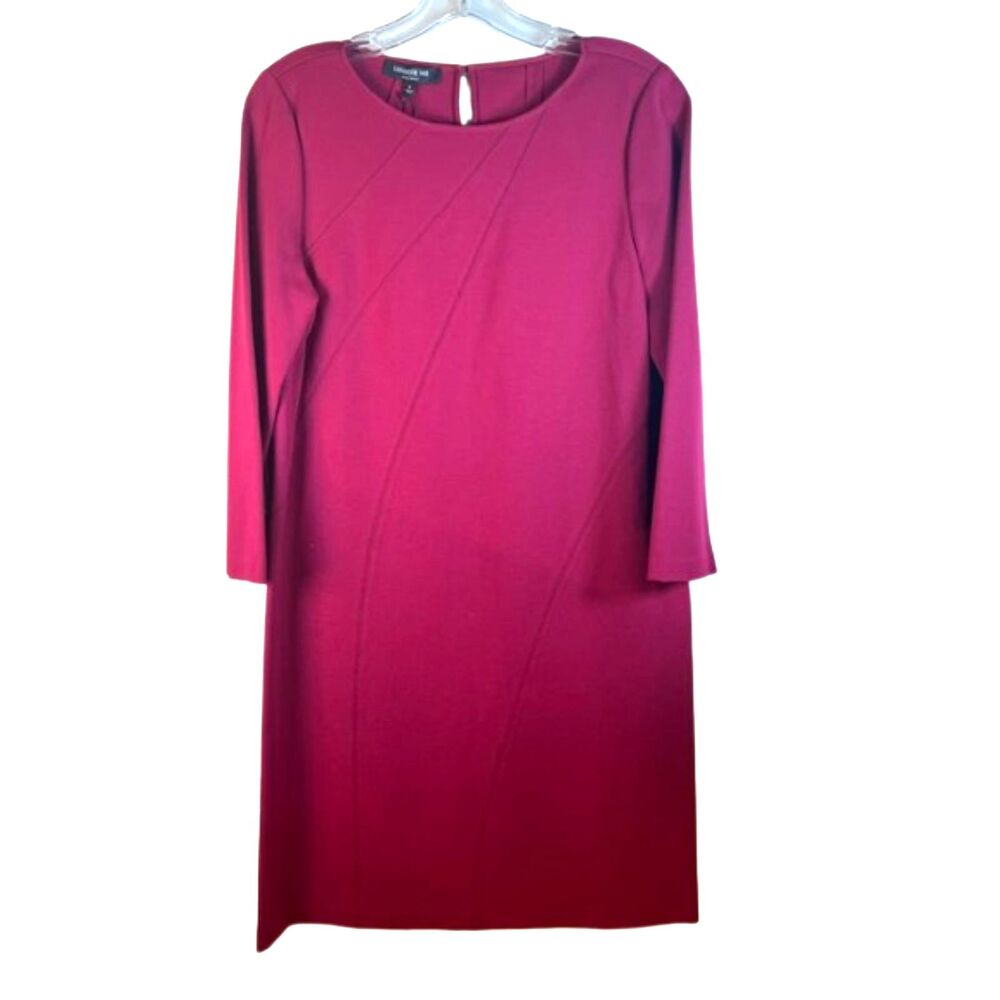 Lafayette 148 New York Hibiscus Pink Ponte Knit 3/4 Sleeve Shift Dress Size S